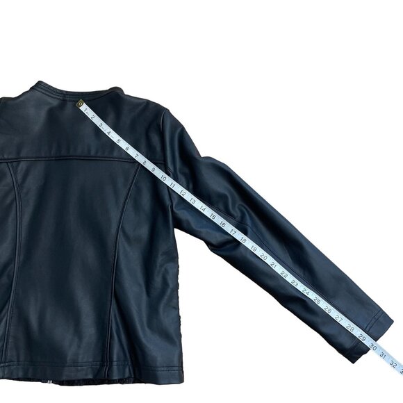 CHRISTOPHER & BANKS FAUX LEATHER JACKET LACE FULL ZIP SIZE M GOTH FEMININE BLACK - Picture 5 of 7